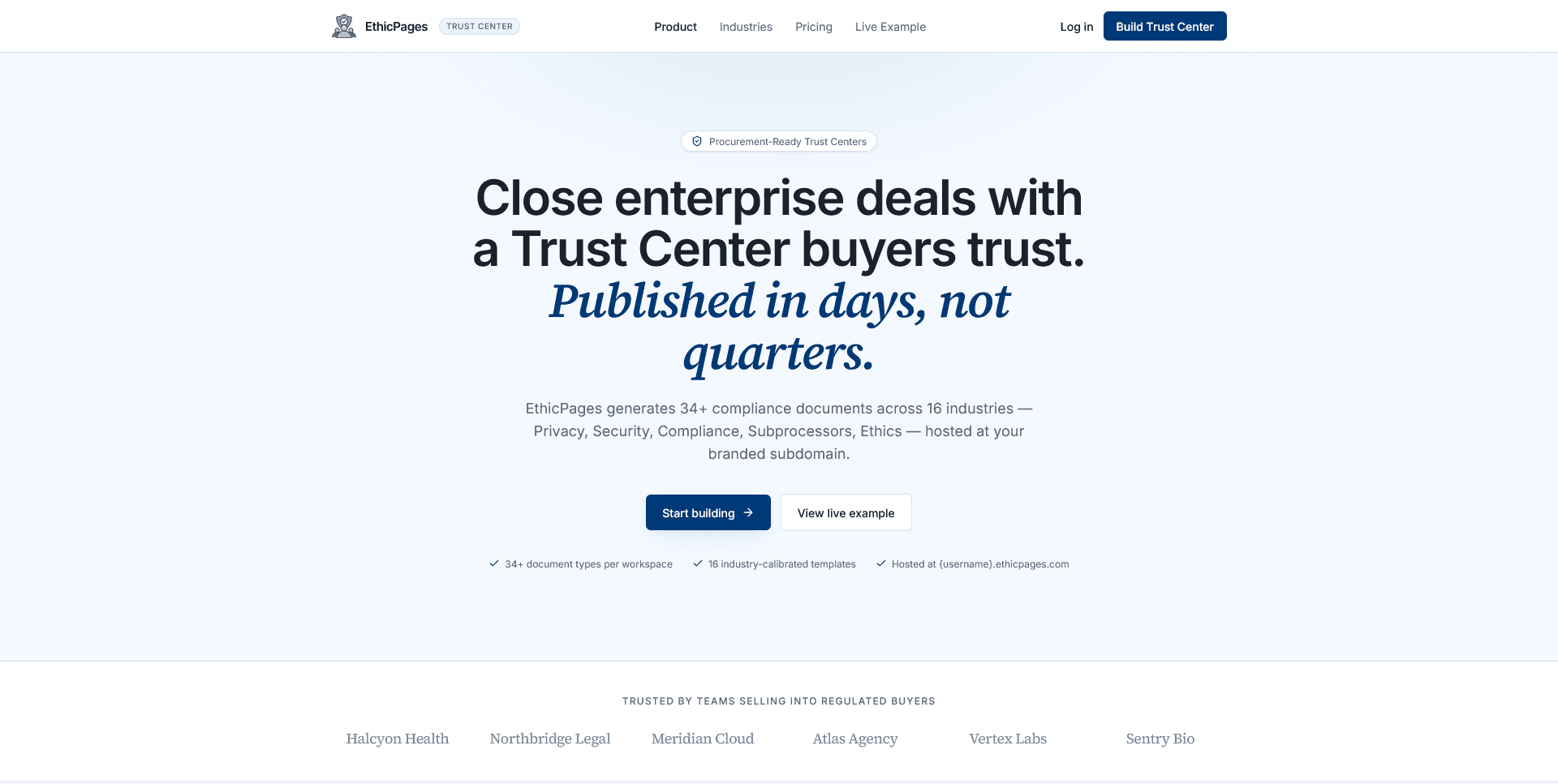 EthicPages website screenshot